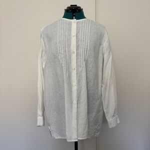 Liz Claiborne White Irish Linen Shirt SZ LG